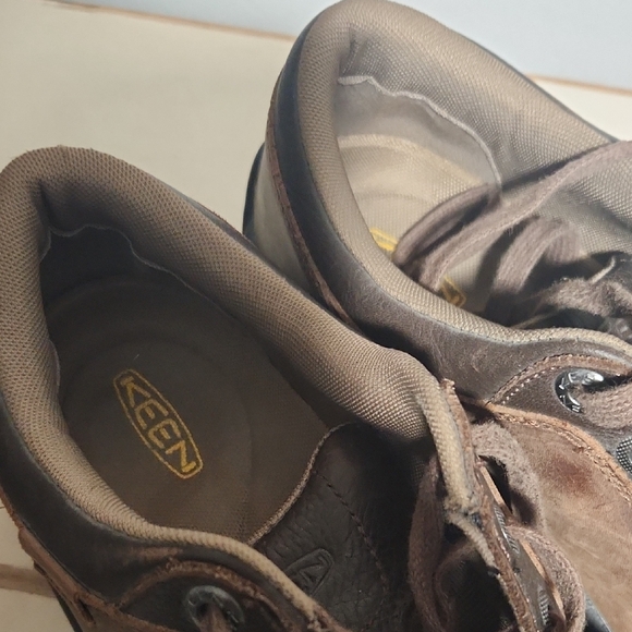 Keen Mens Size 10 Brown Leather Lace Up Low Athletic Hiking Casual Shoes - Picture 4 of 8